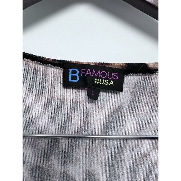 Y2K Leopard Animal Print 90s Large Top Faux Wrap Fitted V-neck Grunge Goth USA - Picture 5 of 9